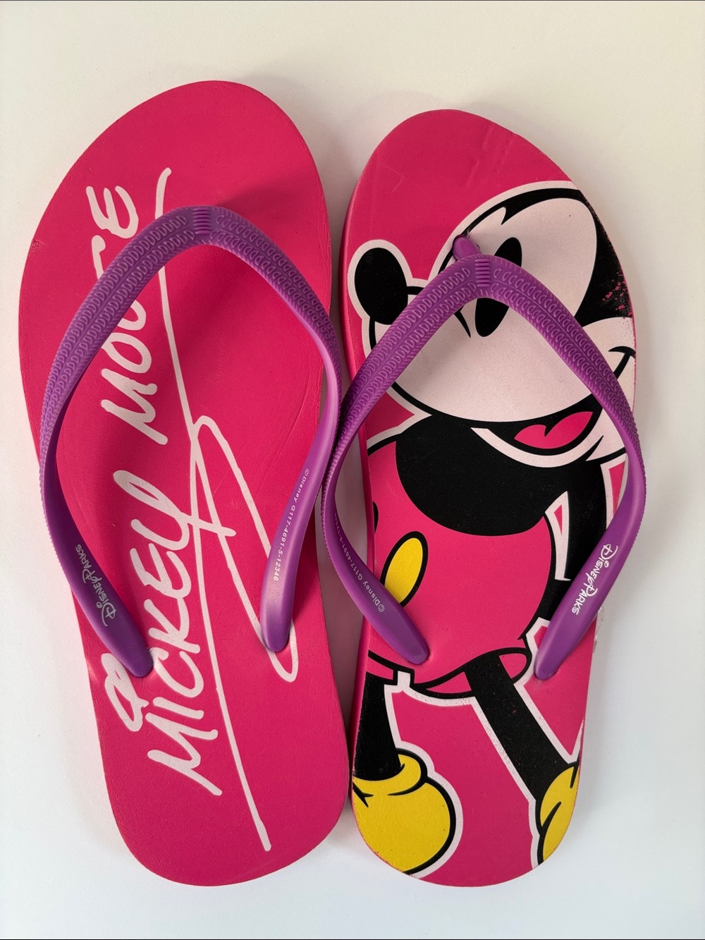 ✨ Disney Parks Mickey Mouse Flip Flops Youth Girls Size 5/6 New Without Tags 💖